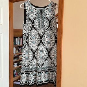 Blue, black, & white sleeveless dress